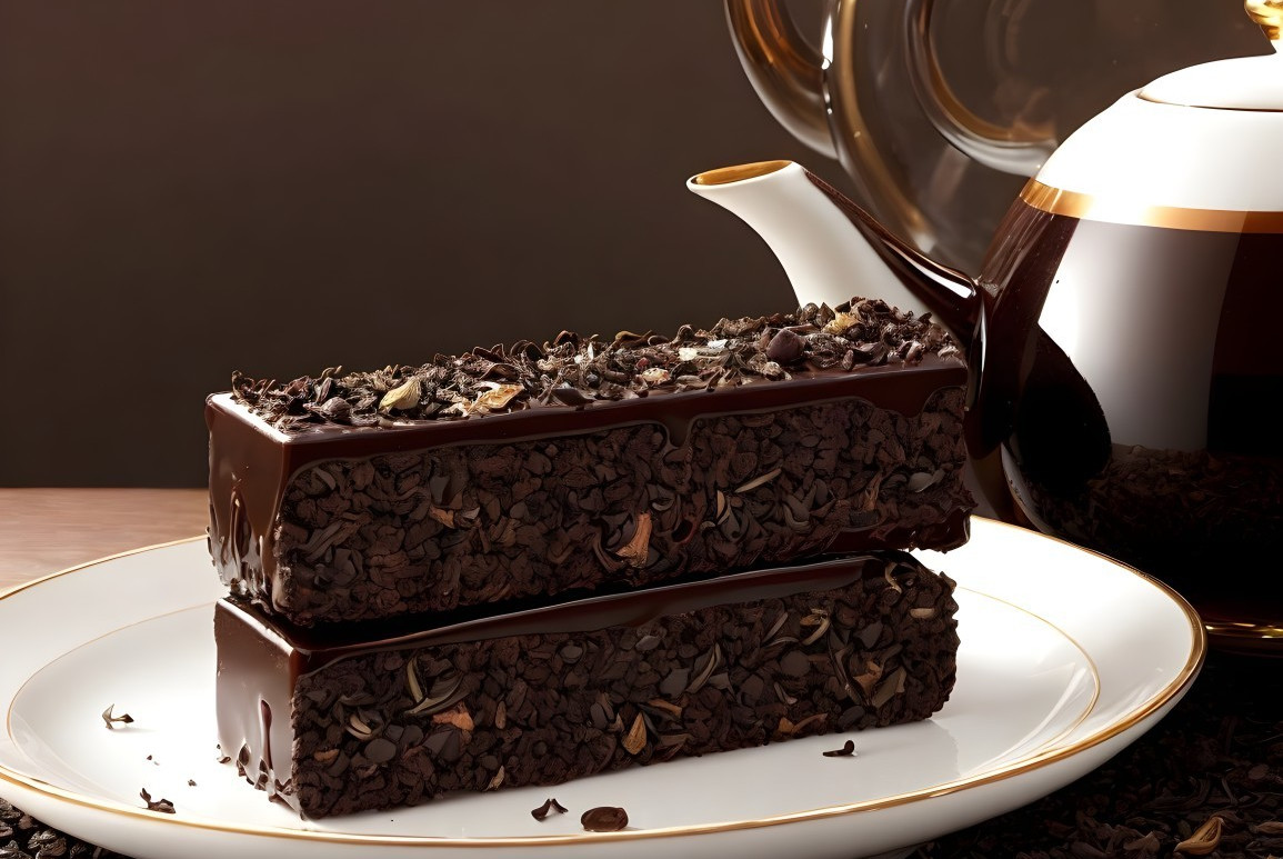 Luxurious Chocolate Bars on Elegant Plate with Teapot