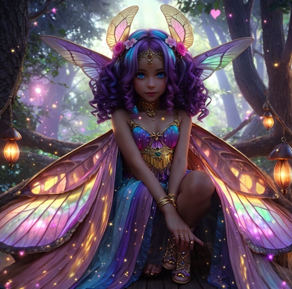 Whimsical Fairy in a Mystical Forest Setting