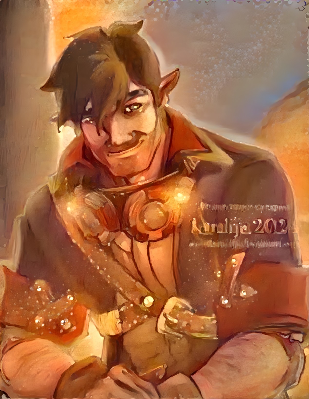 Stylized Character with Dark Hair and Headphones