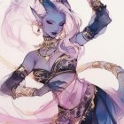 Belly Dancer in Moonlit Setting with Elegant Attire