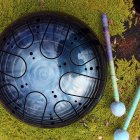 Vibrant Multicolored Handpan Drum with Artistic Textures