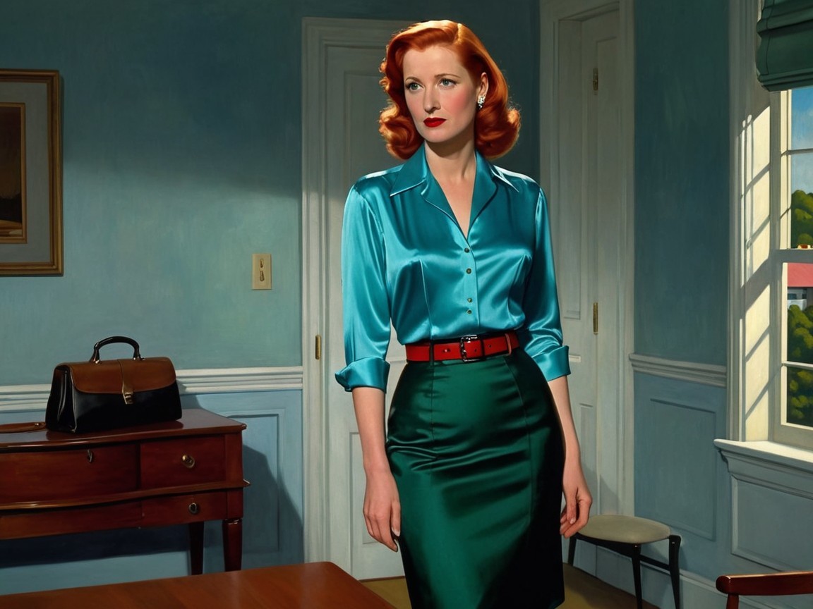 Woman with Red Hair in Elegant Room Setting