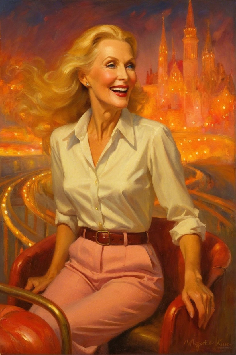 Elegant Woman in White Blouse and Pink Trousers