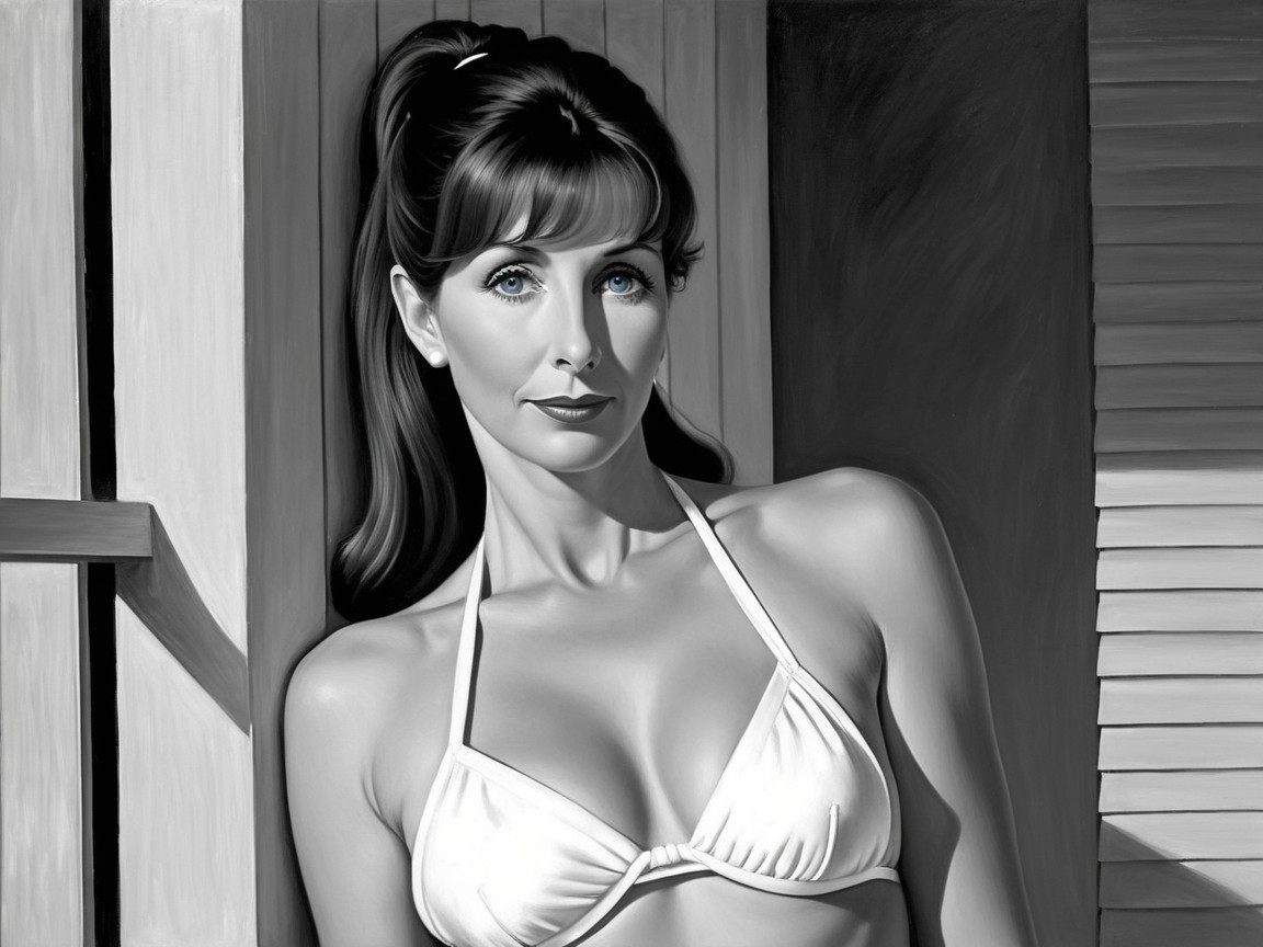 Monochromatic Portrait of Woman in White Bikini