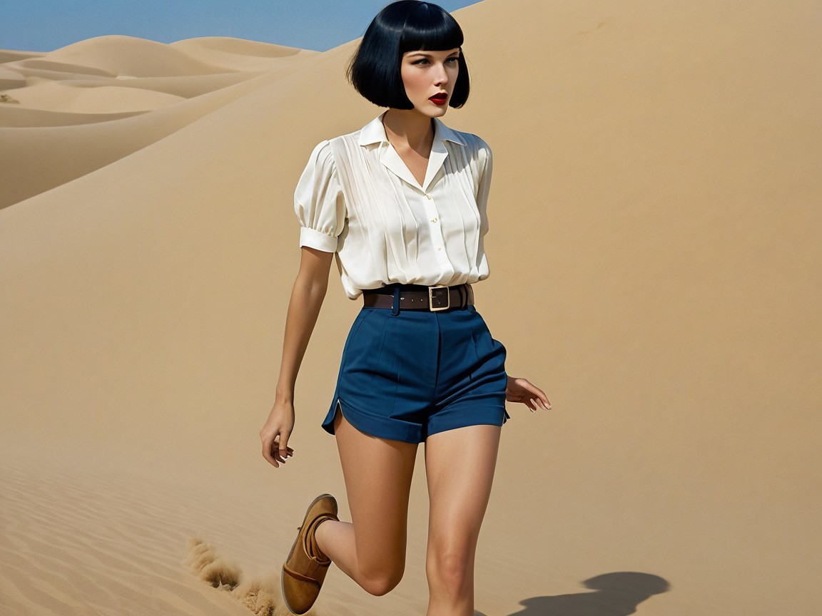 Model in Chic Outfit Against Desert Landscape