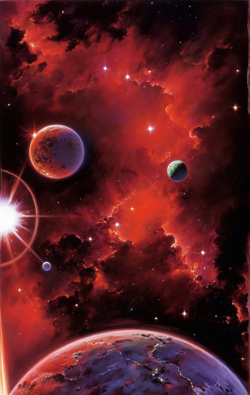 Vibrant Cosmic Scene with Planets and Stars