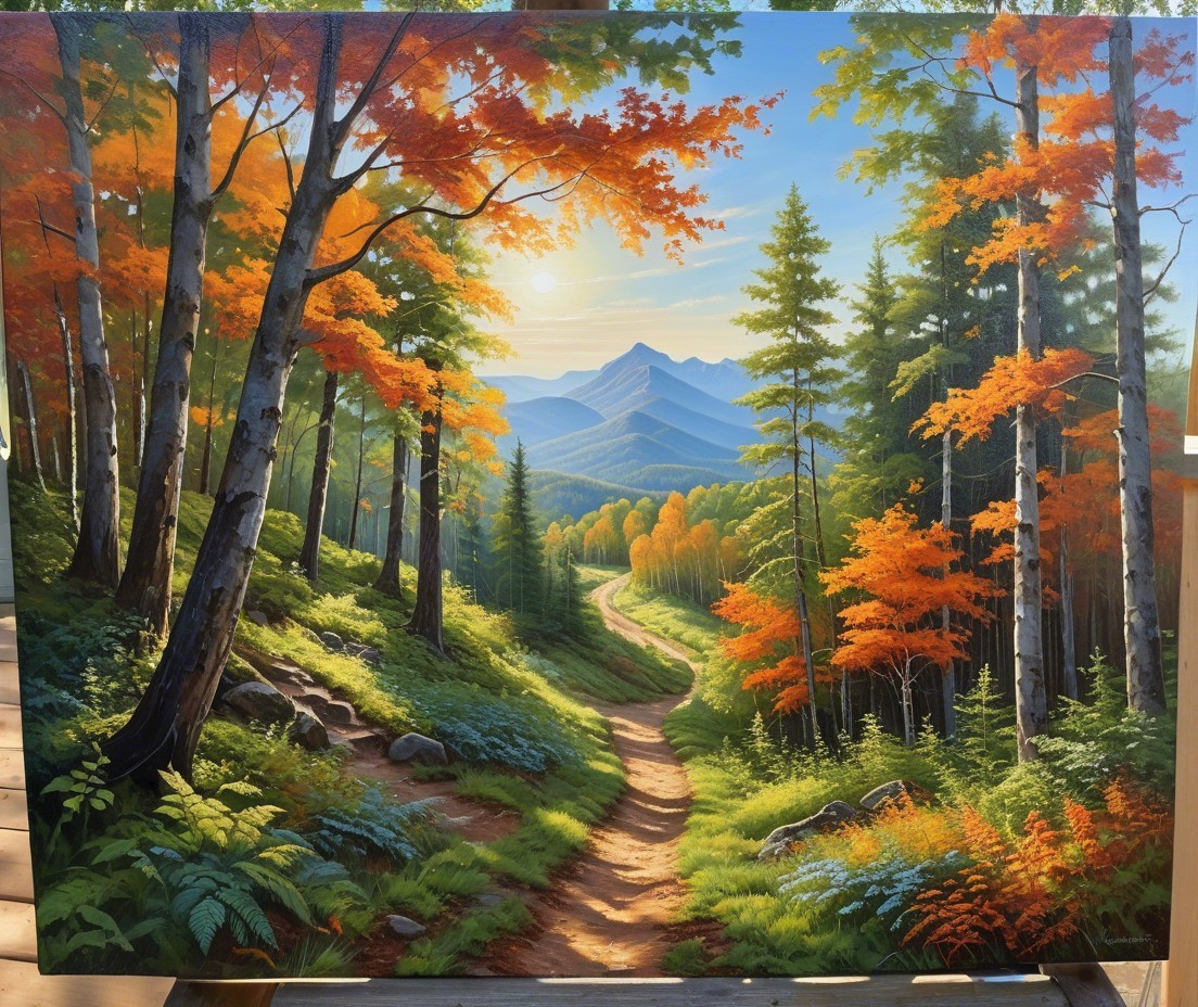 Vibrant Autumn Landscape with Winding Dirt Path