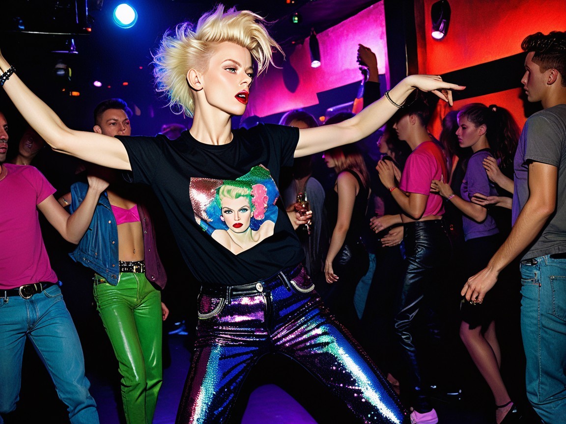 Diverse Group Dancing in Vibrant Nightclub Atmosphere