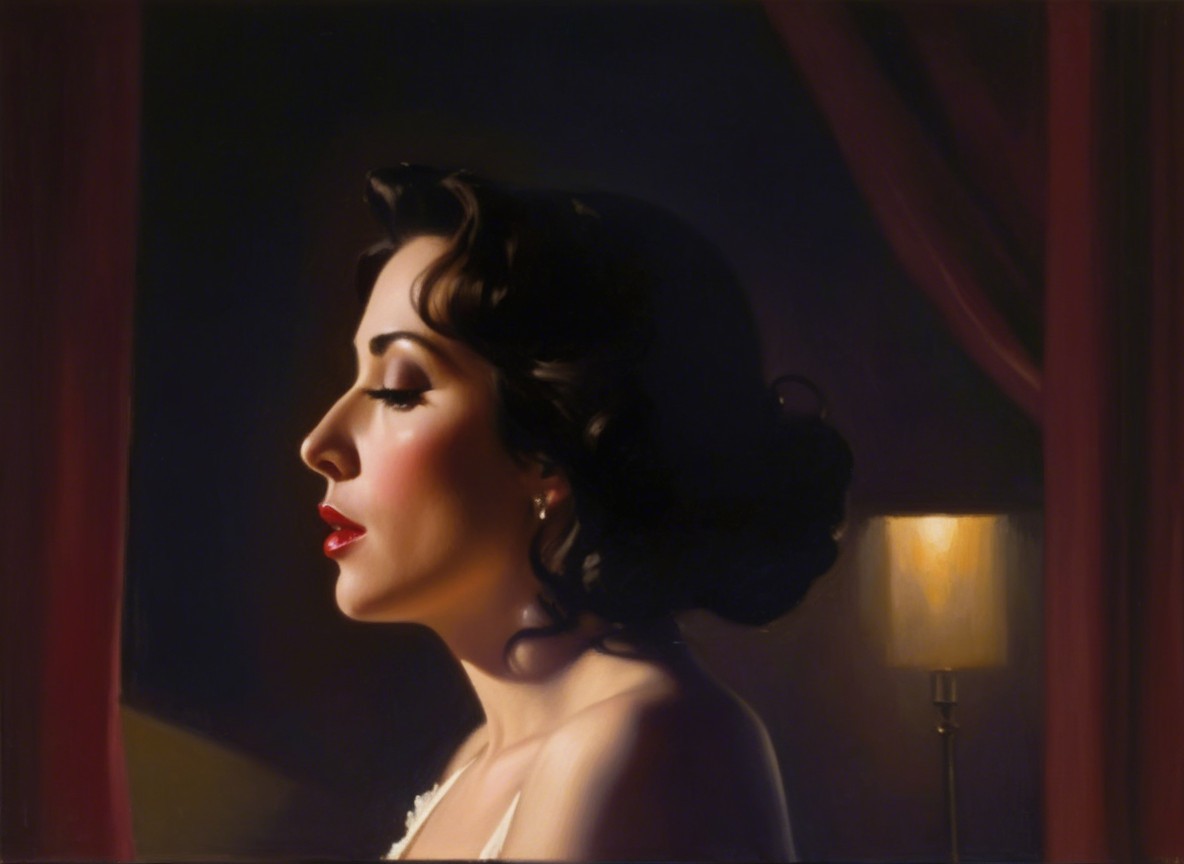Glamorous Woman with Elegant Hair and Dramatic Makeup