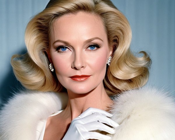 Glamorous Woman in Elegant White Attire and Makeup