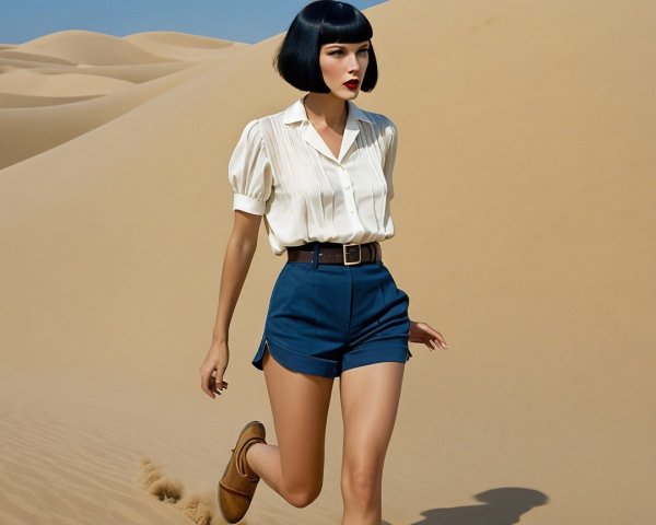 Model in Chic Outfit Against Desert Landscape