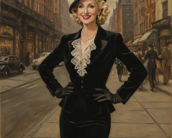Elegant Woman in Classic Suit on City Street