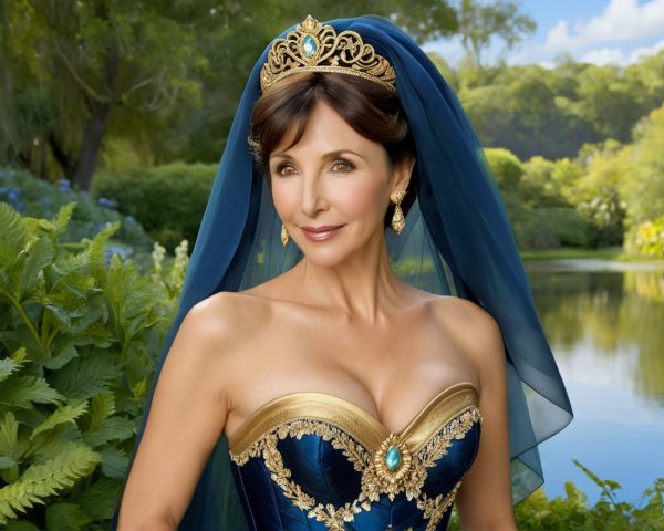 Regal Figure in Elegant Gown by Serene Pond
