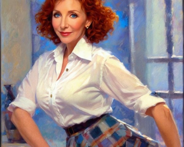 Vibrant Portrait of a Woman with Red Curls and Elegance