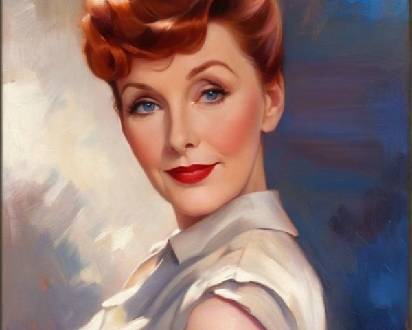 Vintage Portrait of a Woman with Red Hair and Curls