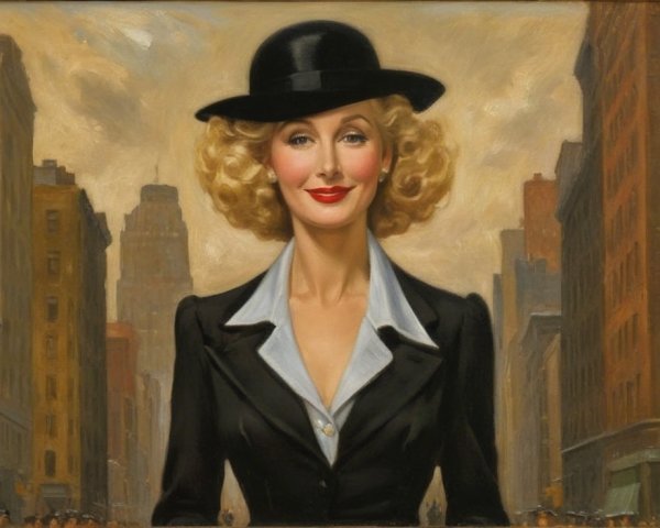 Glamorous Woman in Stylish Suit on City Street