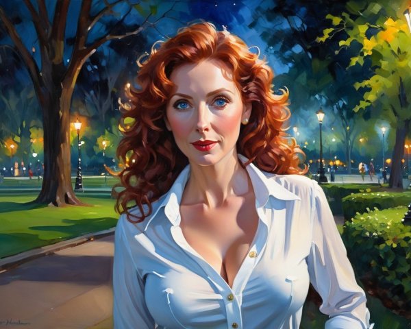 Photorealistic Painting of a Woman with Red Hair