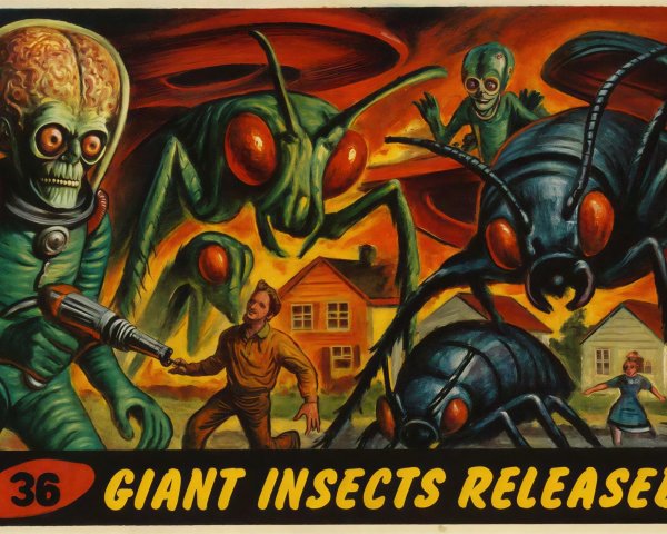 Vintage Sci-Fi Movie Poster Featuring Giant Insects