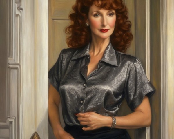 Woman with Red Hair in Vintage Glamour Attire
