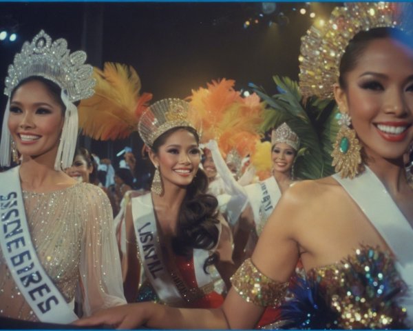 Vibrant Beauty Pageant with Elaborate Costumes and Crowns