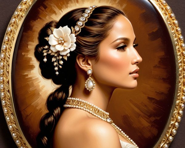 Elegant Profile Portrait of a Woman with Jewelry