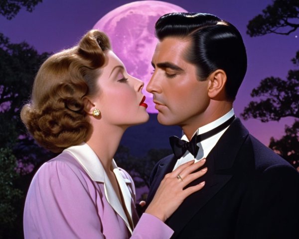 Romantic Moonlit Scene with Vintage Glamour