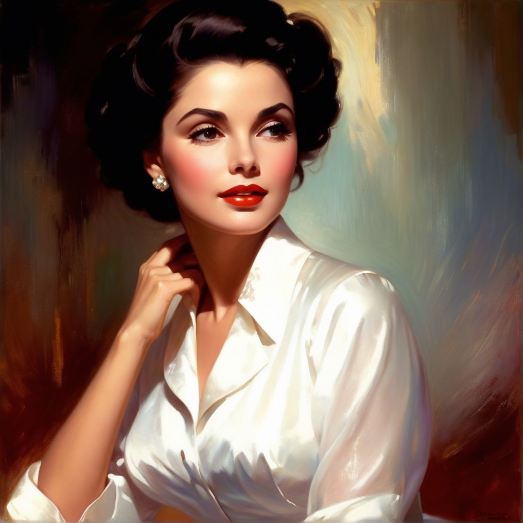 Glamorous woman in satin blouse with elegant hairstyle