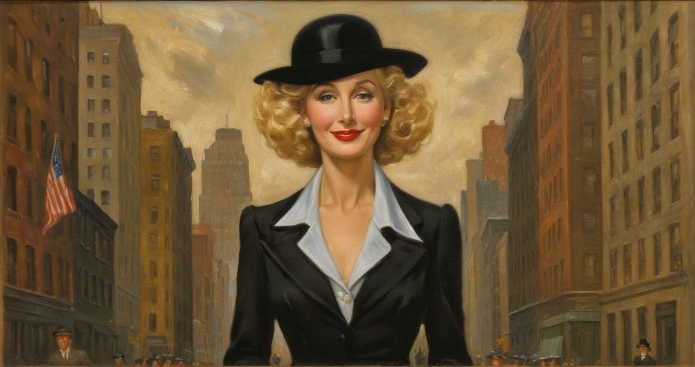 Glamorous Woman in Stylish Suit on City Street