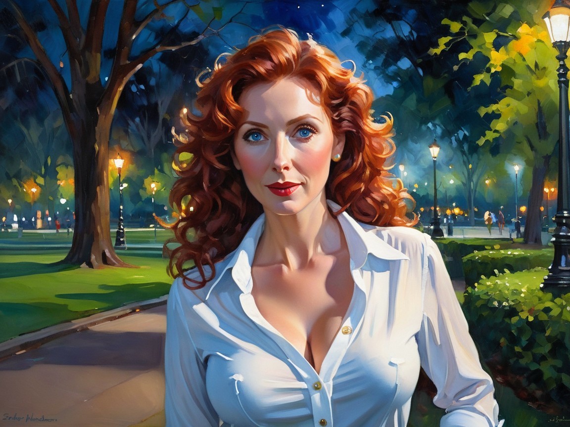 Photorealistic Painting of a Woman with Red Hair