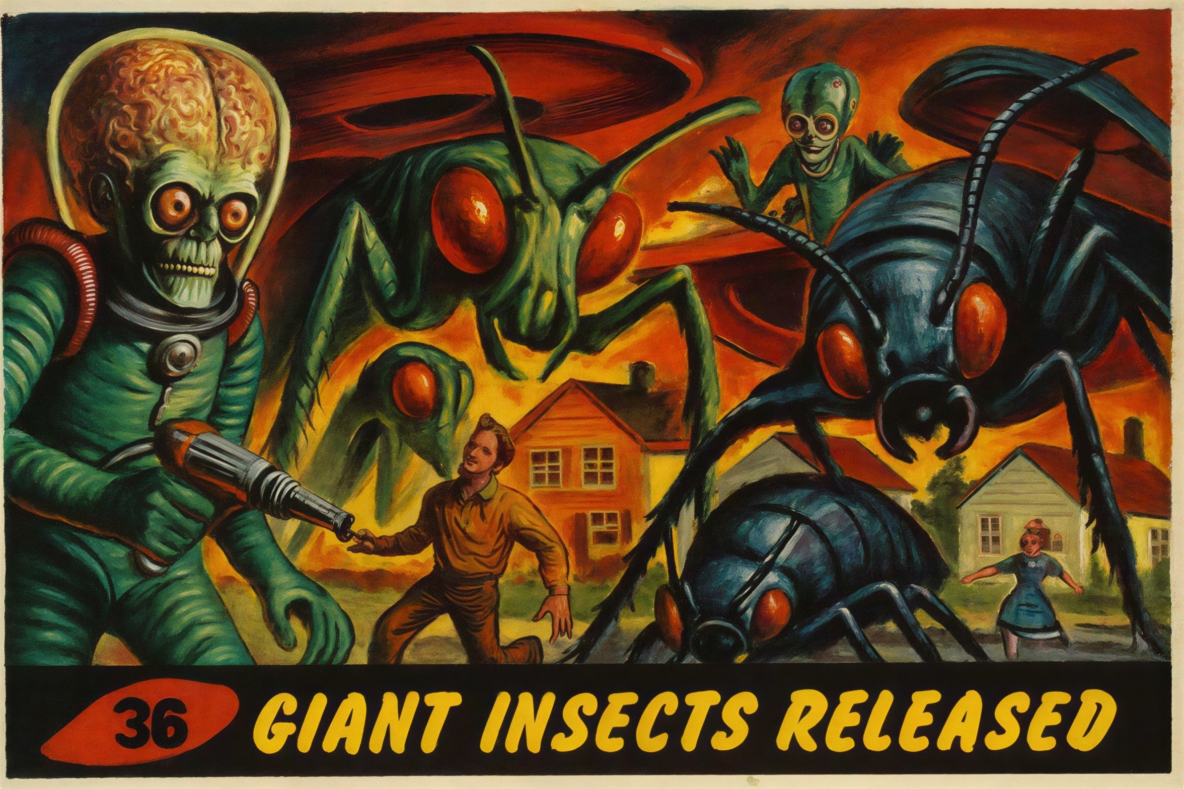Vintage Sci-Fi Movie Poster Featuring Giant Insects