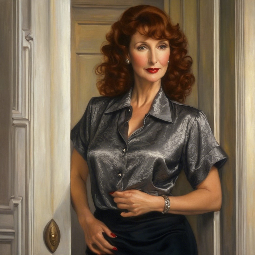 Woman with Red Hair in Vintage Glamour Attire