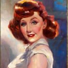 Vibrant portrait of a woman with red hair and blue eyes