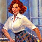 Vibrant Portrait of a Woman with Red Curls and Elegance