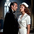Vampire and Woman in Gothic Romantic Encounter