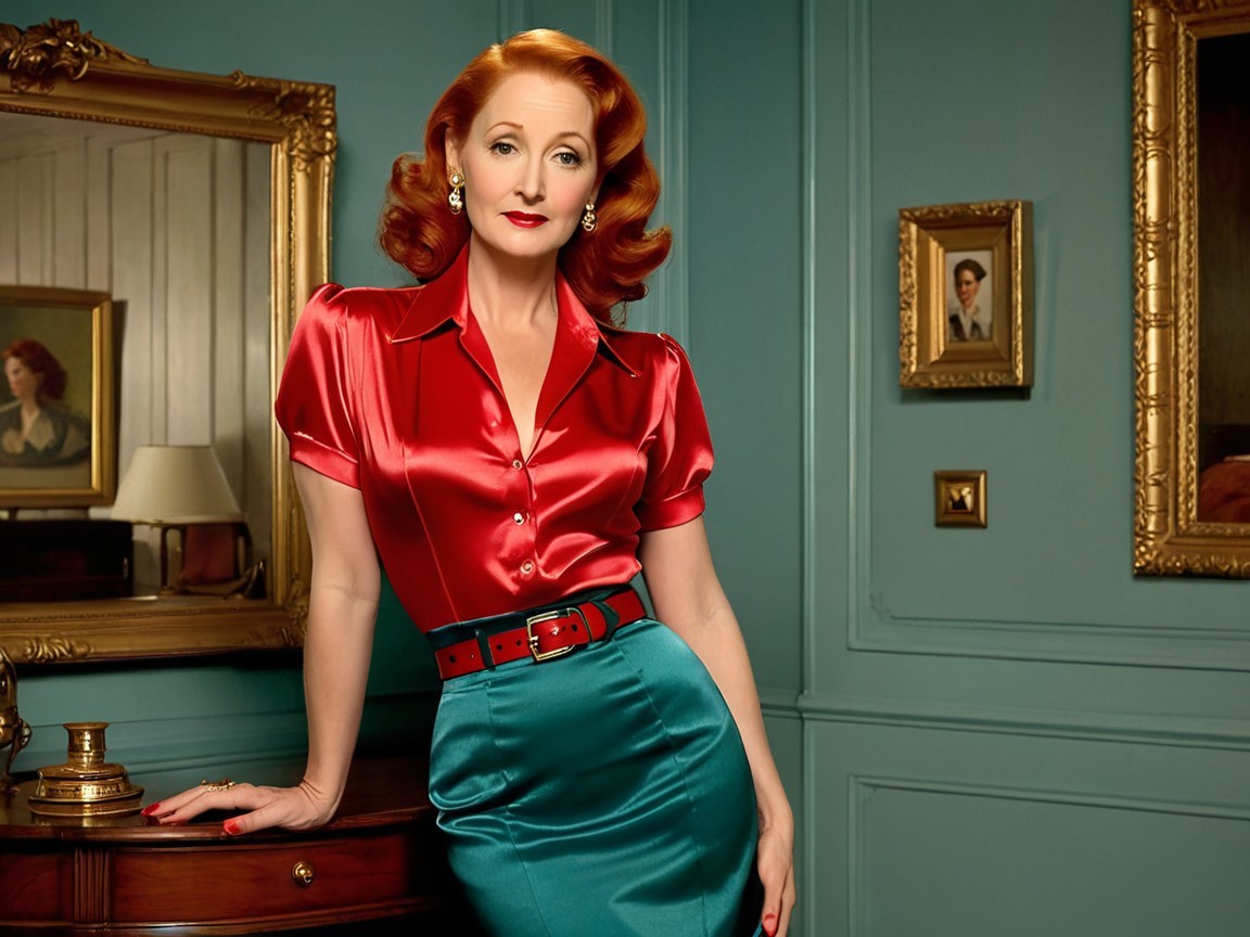 Vintage Glamour with Red Hair and Elegant Attire