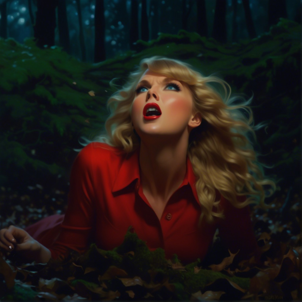 Woman in Red Shirt Surrounded by Forest Nature