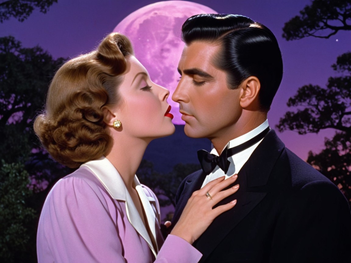 Romantic Moonlit Scene with Vintage Glamour
