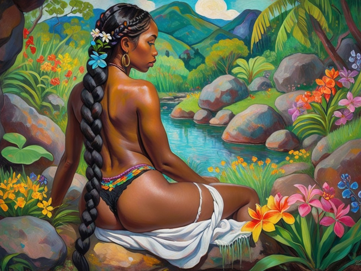 Serene Landscape with Woman by Tranquil River