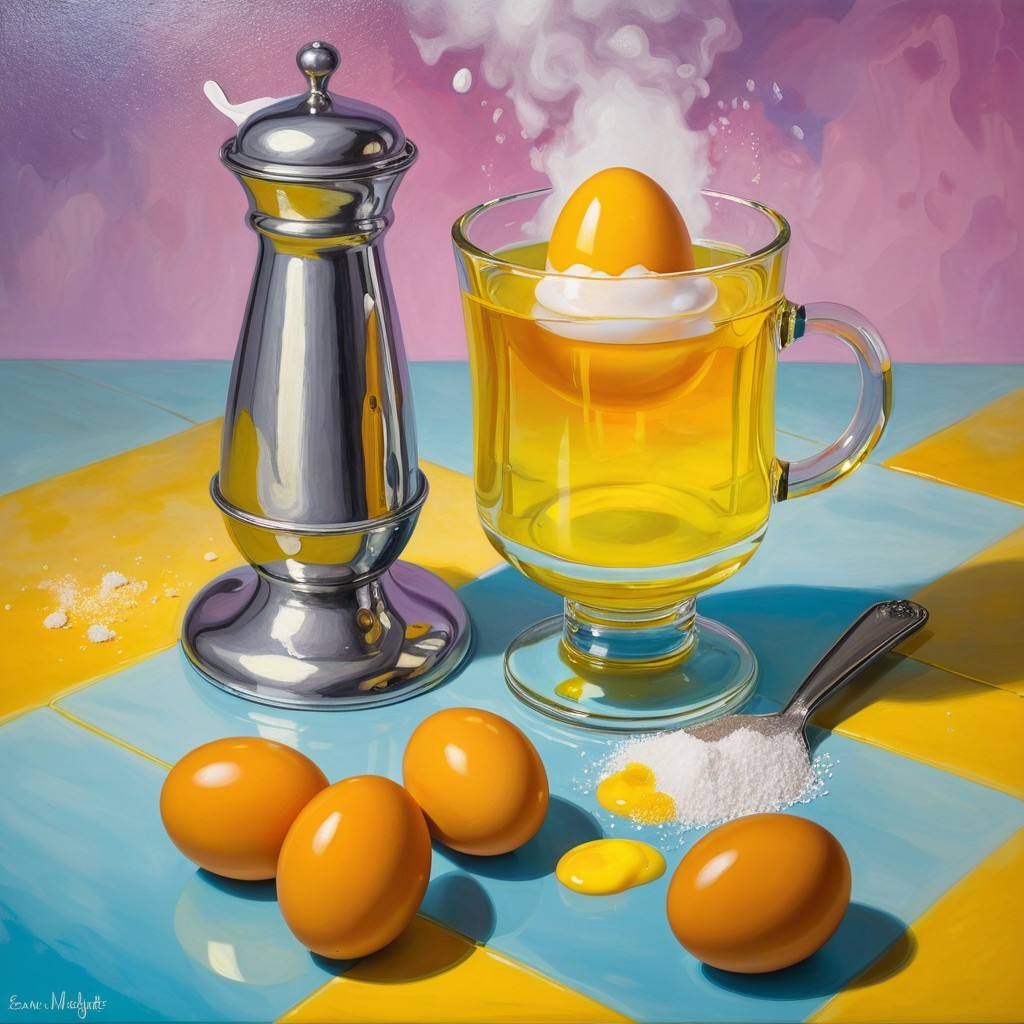 Surreal Still Life with Pepper Grinder and Egg Yolk