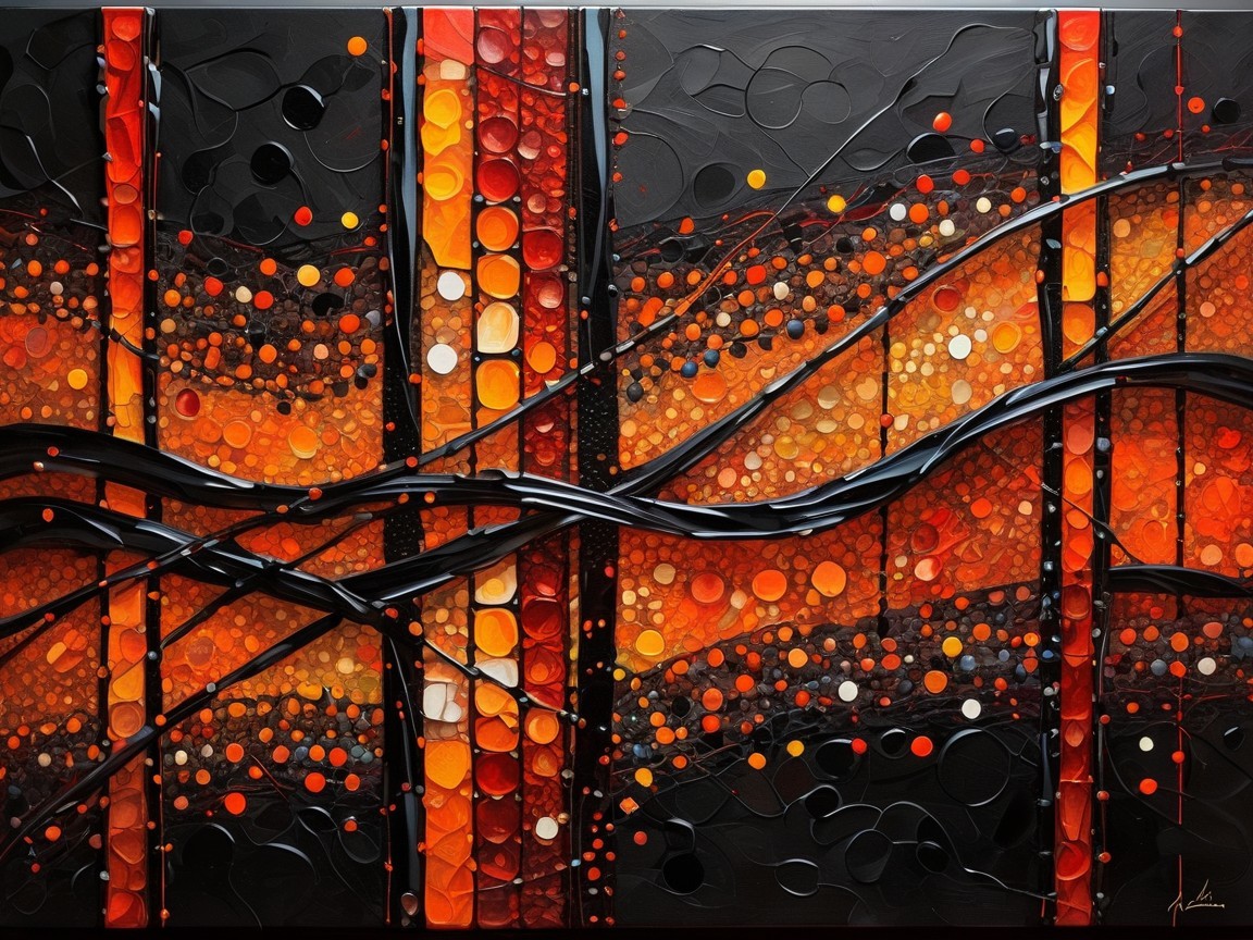 Abstract Painting with Orange and Red Hues