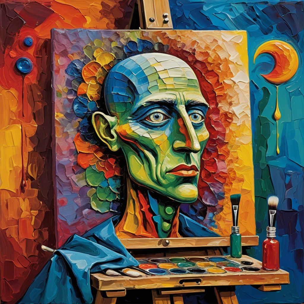 Vibrant Abstract Portrait of a Man with Colorful Background