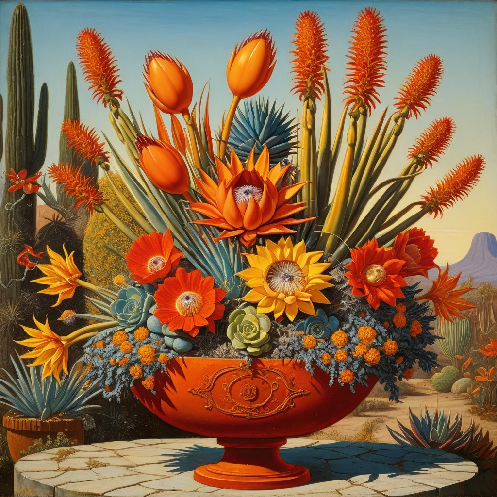 Vibrant Flower Bouquet in Ornate Terracotta Vase