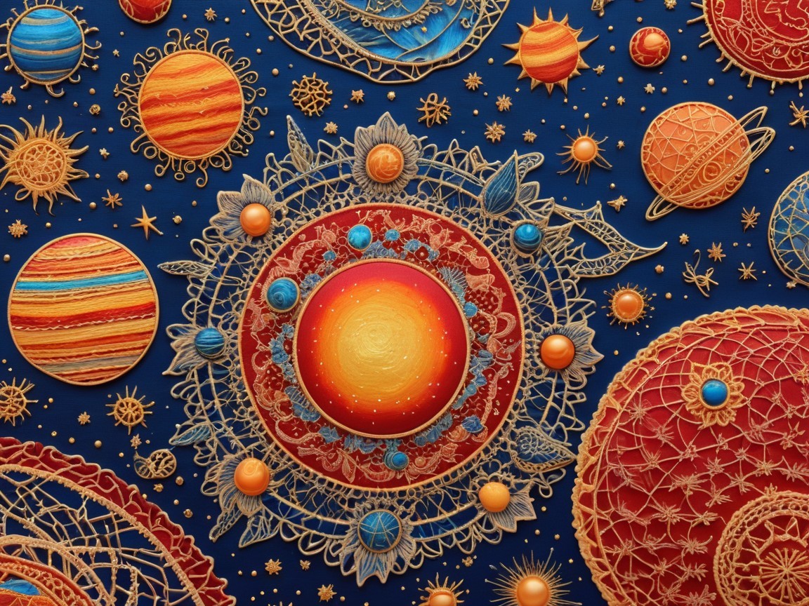Vibrant Cosmic Scene with Celestial Bodies and Colors