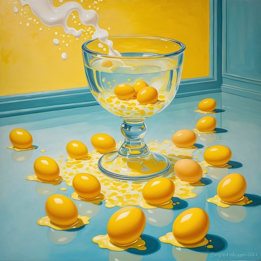 Symmetrical Pop Art Still Life with Goblet and Yolk