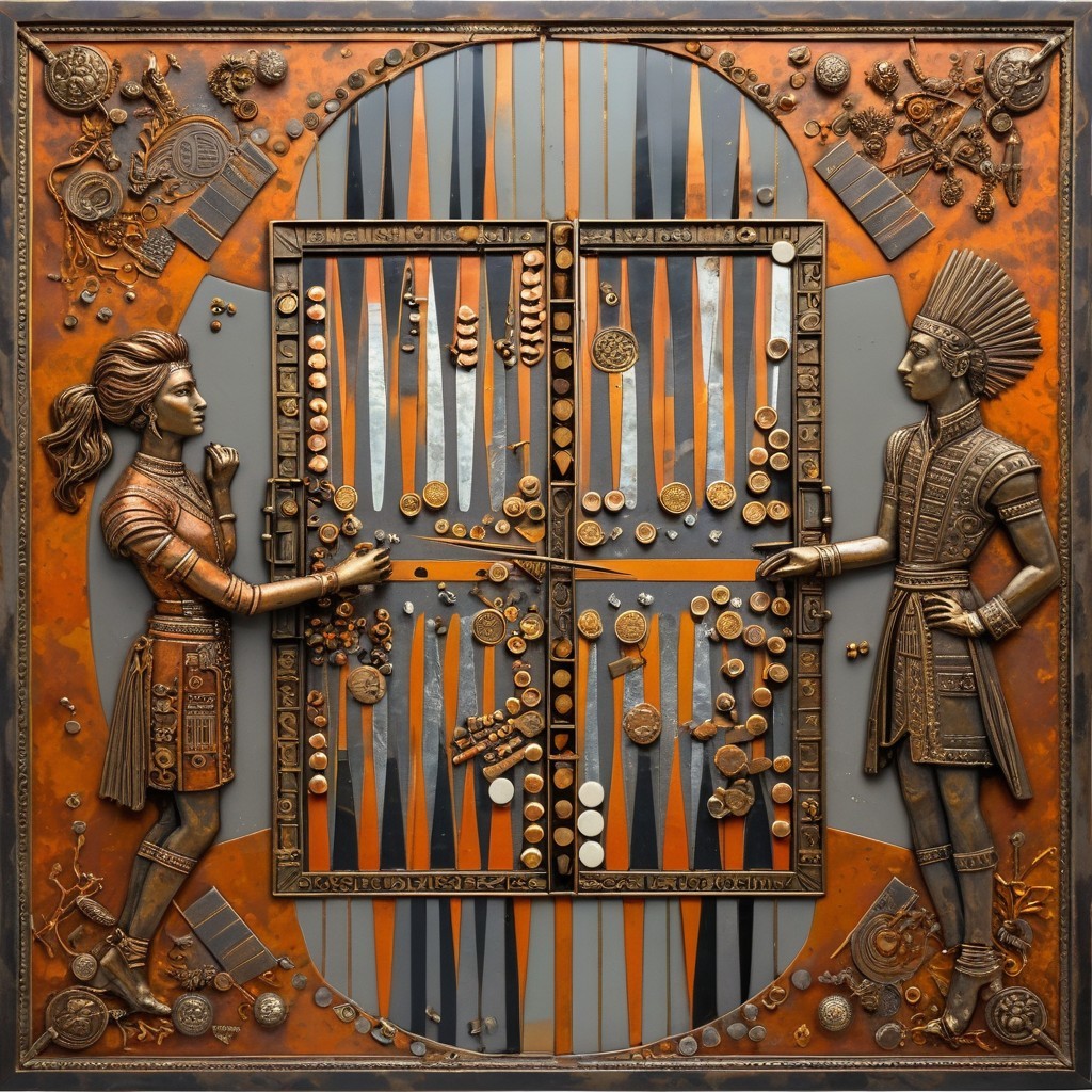 Relief Artwork of Figures Playing Backgammon