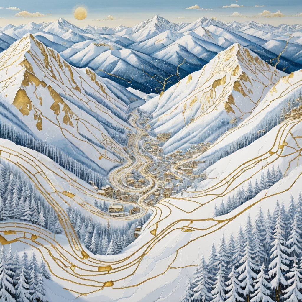 Winter Landscape with Snow-Capped Mountains and Valley