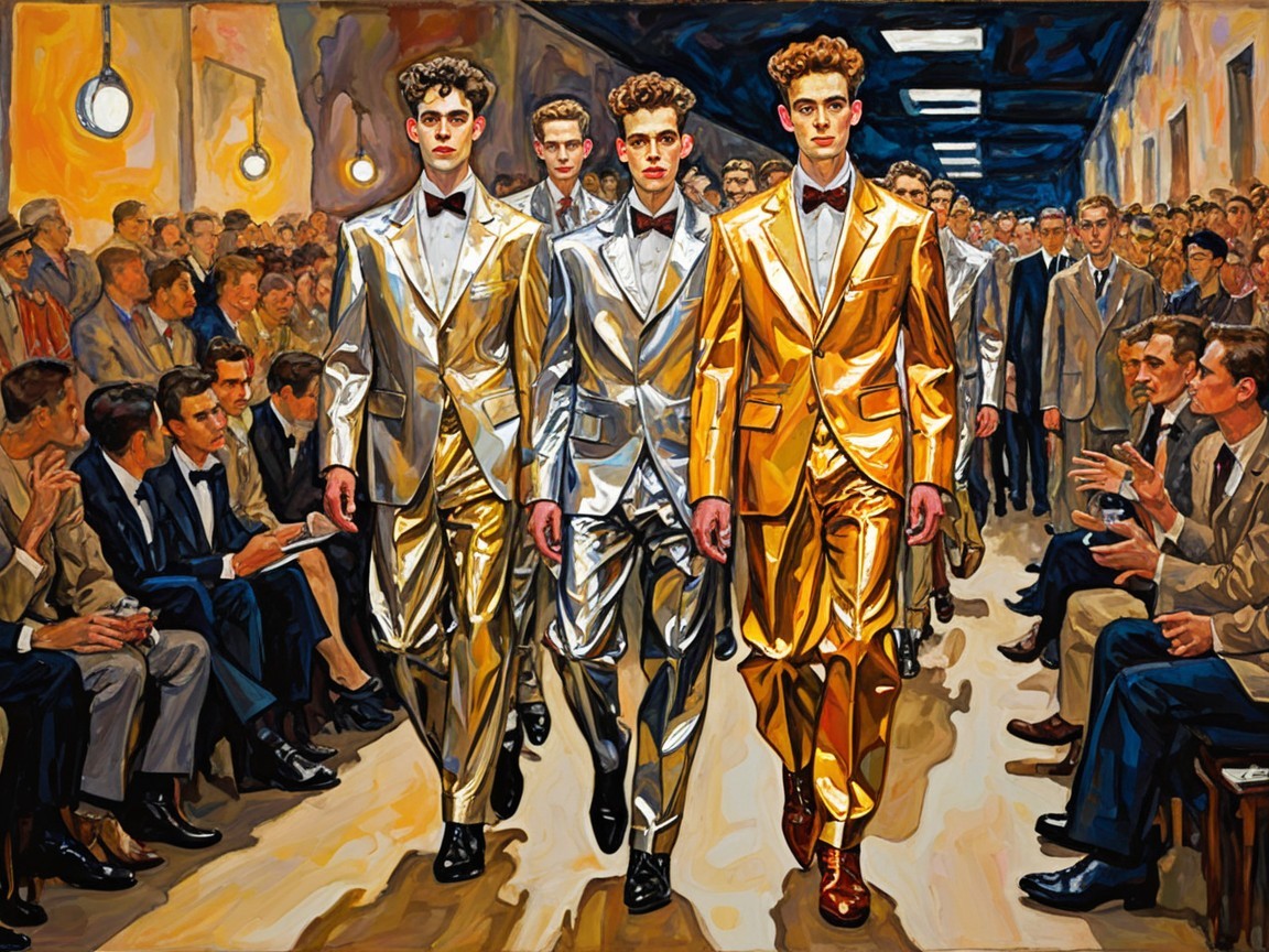 Fashion Show with Models in Metallic Suits
