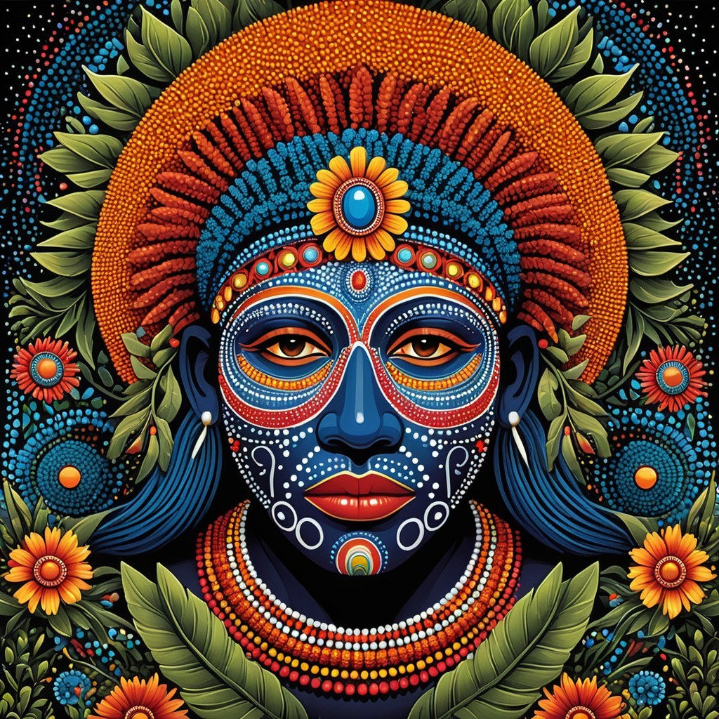 Vibrant Portrait of a Woman with Floral Headdress