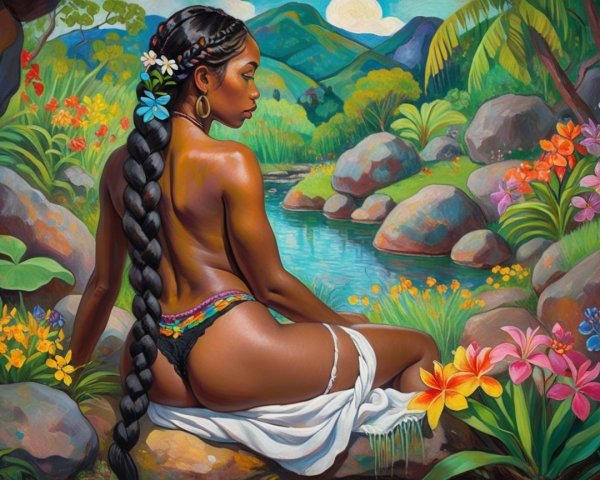 Serene Landscape with Woman by Tranquil River