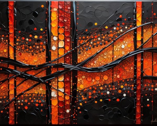 Abstract Painting with Orange and Red Hues